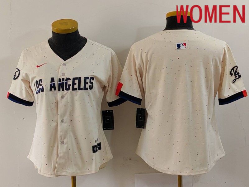 Women Los Angeles Dodgers Blank Cream Fashion Nike Game MLB Jersey style 629